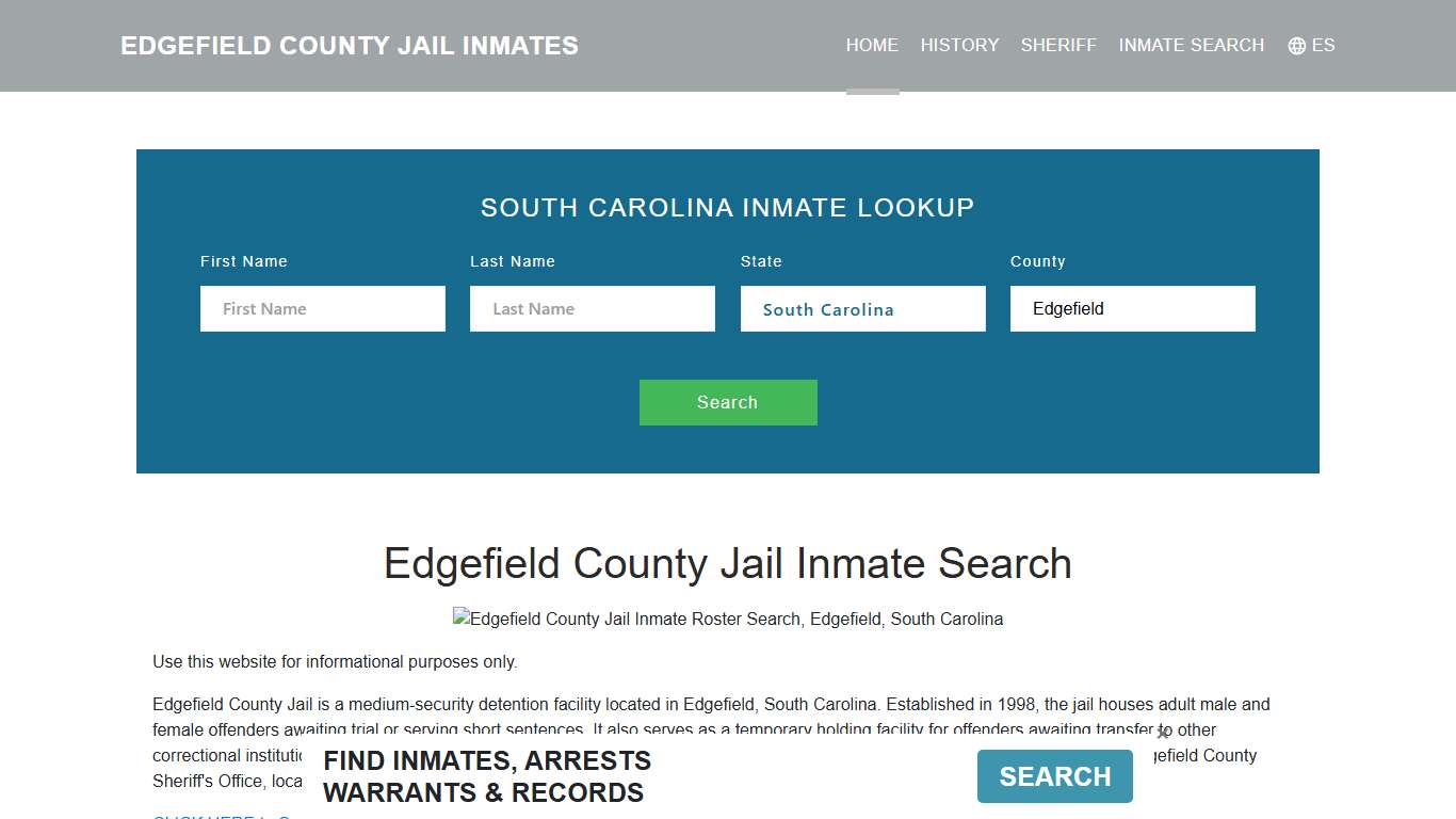 Edgefield County Jail Inmate Roster Lookup, Edgefield, SC